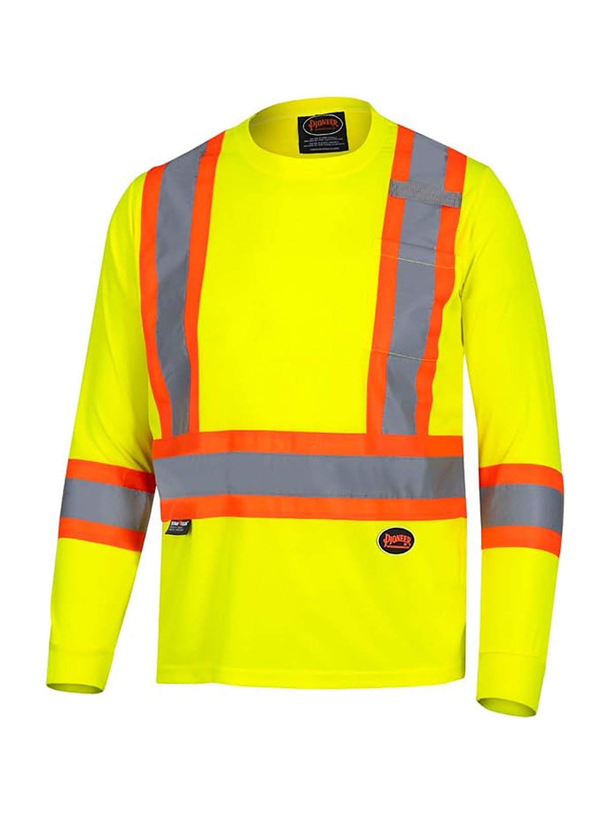 Hi-vis long sleeve shirt with contrast trim tape