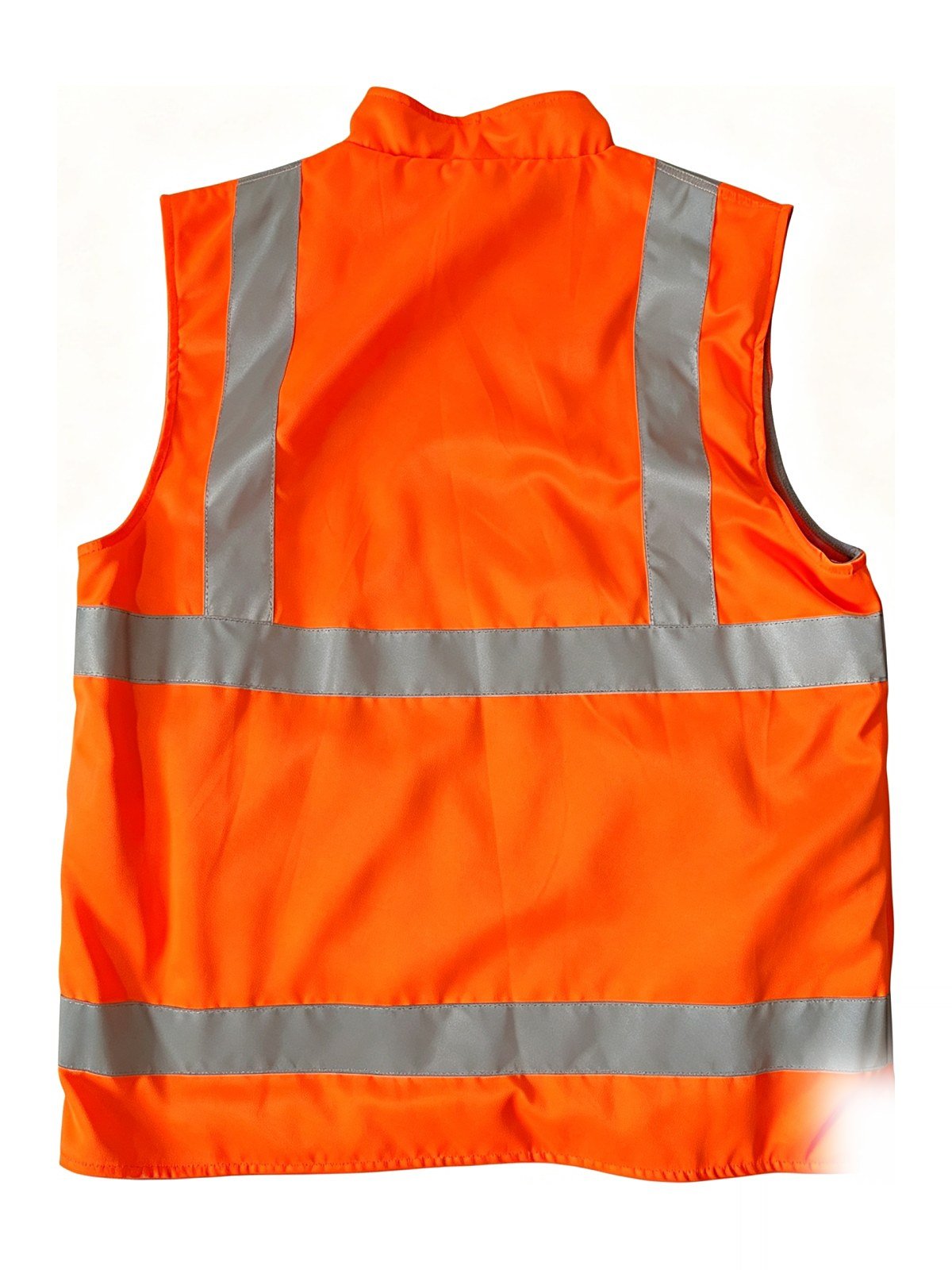 Reversible fleece vest, back view with Class 2 tape layout