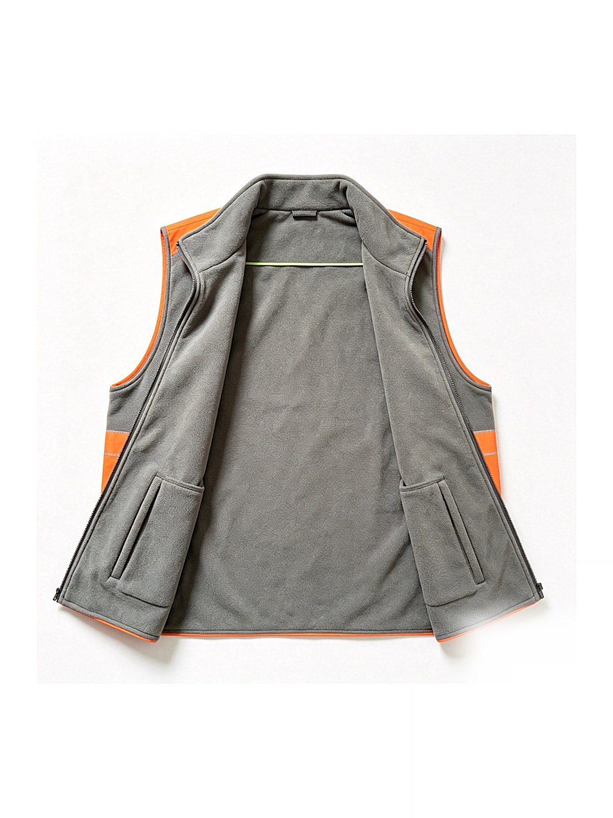 Grey polar fleece reverse side with welt pockets