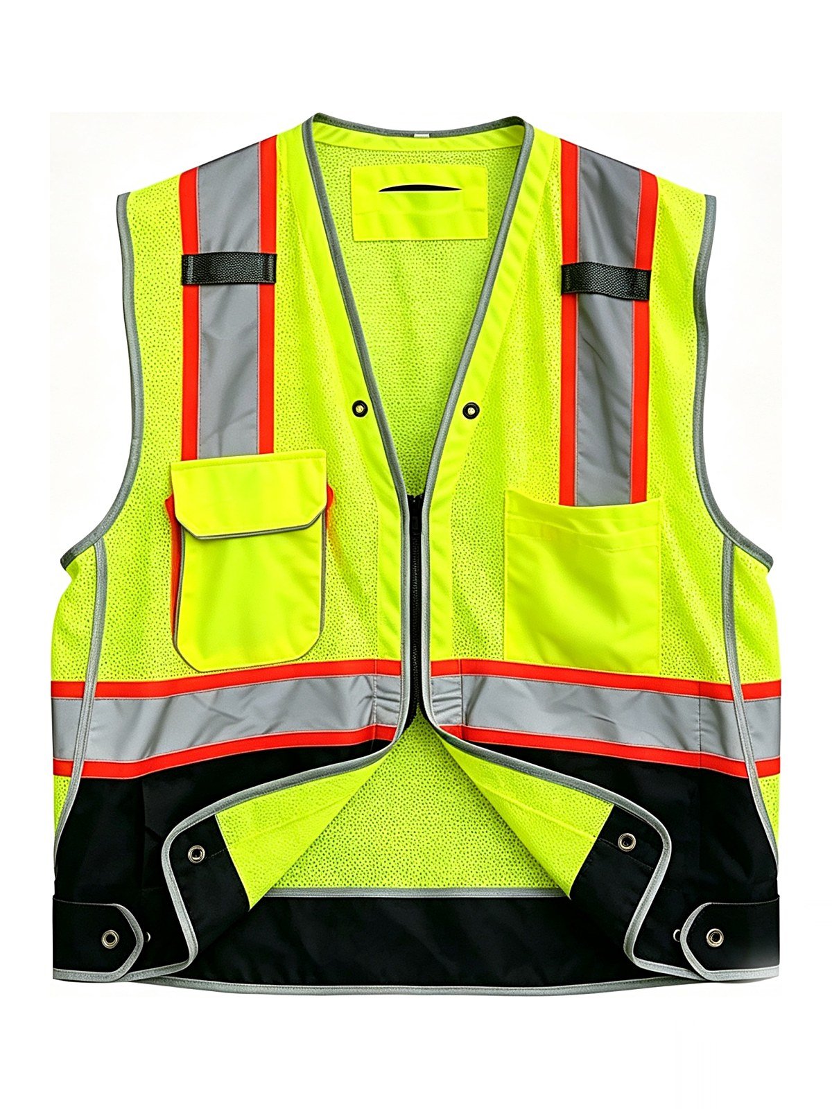 Hi-Vis Surveyor Vest — Contrast Tape & Black Bottom