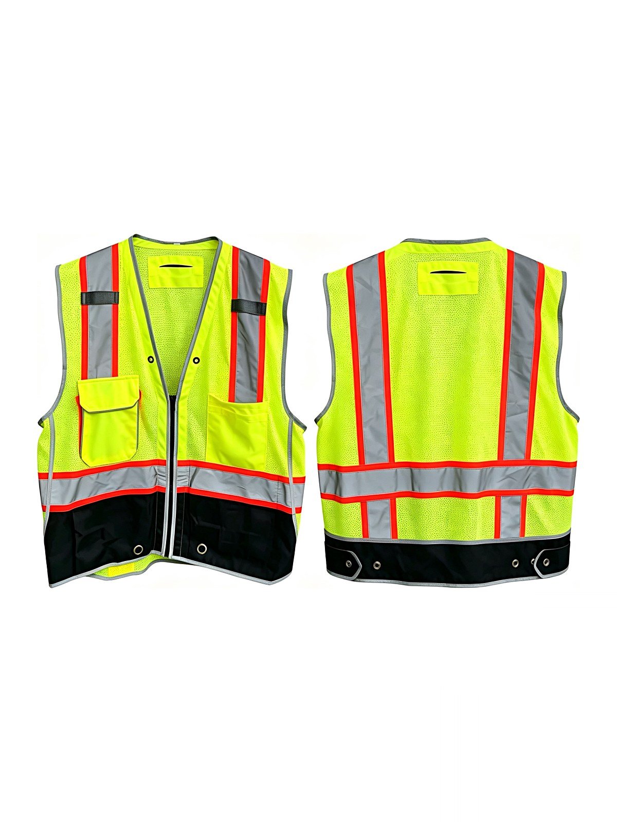 Surveyor vest front and back side by side