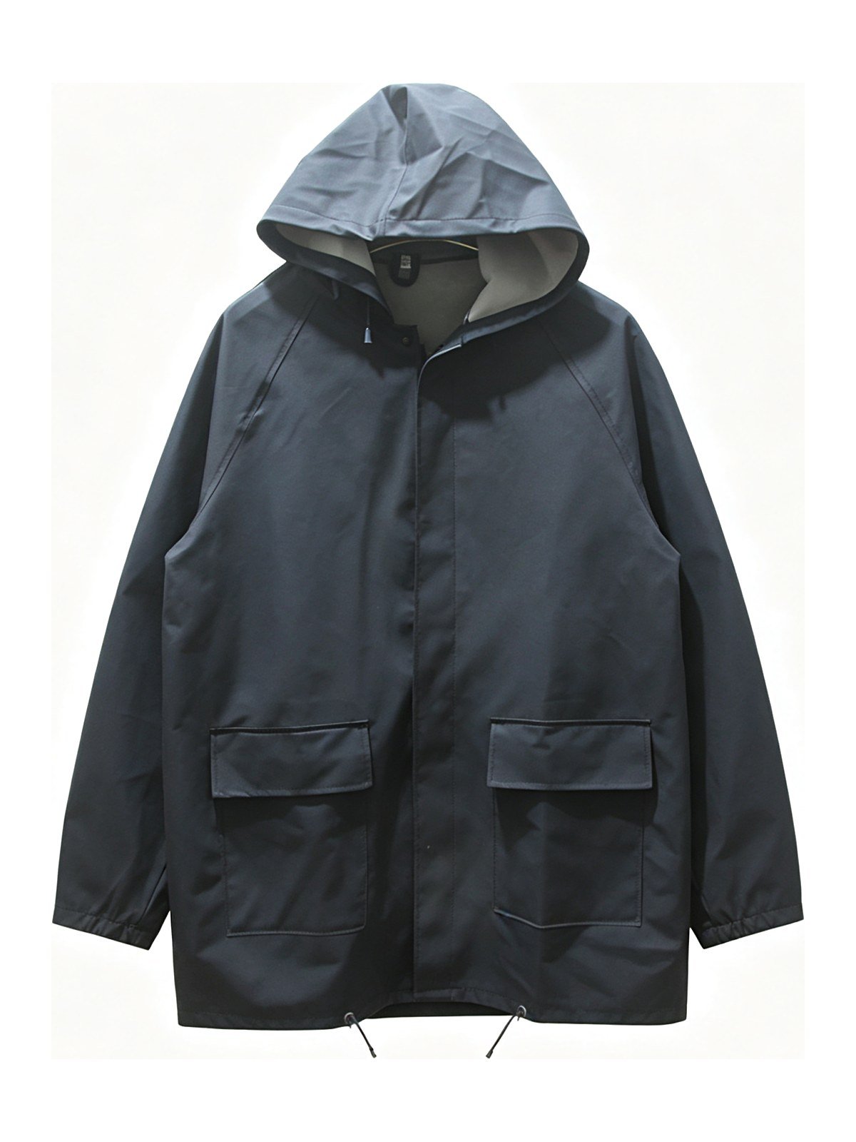 Navy rain jacket back view